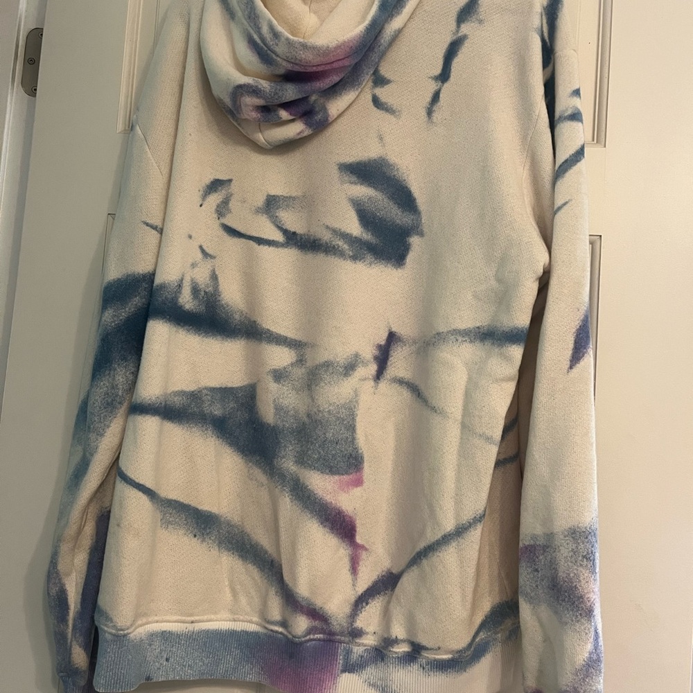 The Elder Statesman Blue and Cream Cowl Sweater